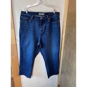 Levi Strauss Womens 20W Wedgie Straight Crop Jeans Dark Wash Button Fly